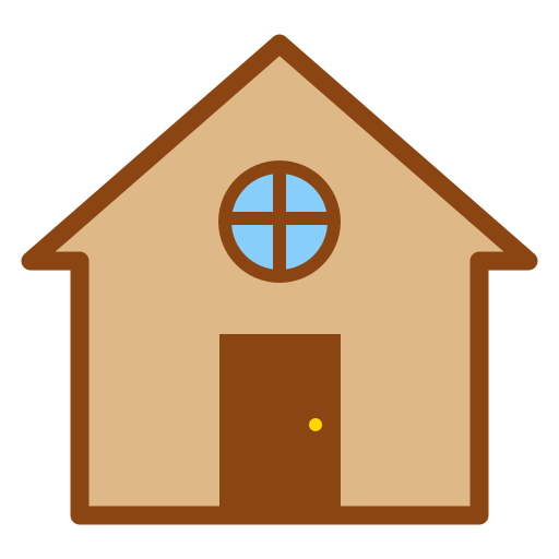 丸い窓のある家